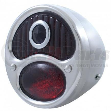 United Pacific A1016 Tail Light Assembly - 6V, with Stainless Steel Housing, with Blue Dot Glass Lens, for 1928-1931 Ford Model A