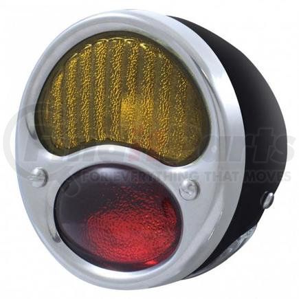 United Pacific A1037-12VRA Tail Light Assembly - 12V, Driver Side, with Black Housing, Red/Amber Lens, for 1928-1931 Ford Model A