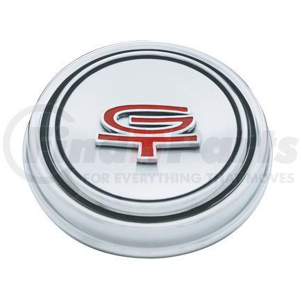 United Pacific A6046 Axle Hub Cap - Stainless Steel, with GT Emblem Hub Cap, for 1968-1969 Ford Mustang