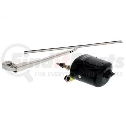 United Pacific A6235 Windshield Wiper Motor - Black Housing, Built-In Switch, with Stainless Steel Wiper Arm, with 11" Wiper Blade, 12 Volt