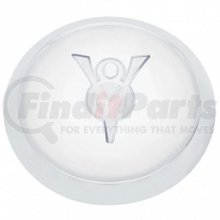 United Pacific A6024 Axle Hub Cap - Stainless Steel, "V8" Script, for 1934 Ford V8 and Truck