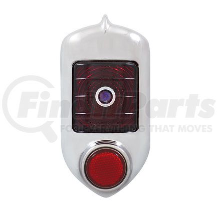 UNITED PACIFIC C515203-BD Tail Light - Red Lens, with Blue Dot, Chrome Bezel, for 1951-1952 Chevy Passenger Car