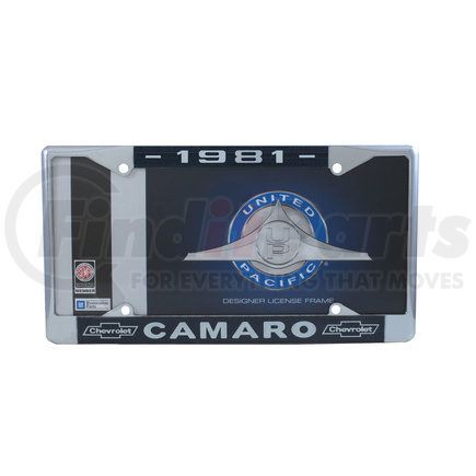 United Pacific C5044-81 License Plate Frame - Chrome, for 1981 Chevy Camaro