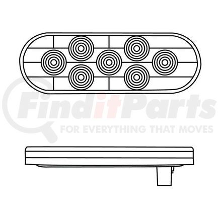 United Pacific 36855B Brake/Tail/Turn Signal Light - 7 LED Oval, Red LED/Red Lens