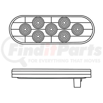 UNITED PACIFIC 36855B Brake/Tail/Turn Signal Light - 7 LED Oval, Red LED/Red Lens