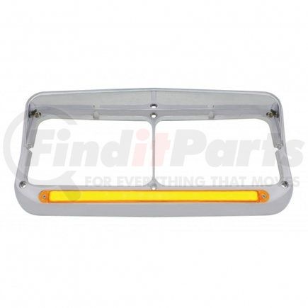 United Pacific 32700 Headlight Bezel - 24 LED, Rectangular, Dual, with Visor & "Glo" Light, Amber LED/Amber Lens