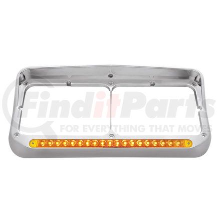 United Pacific 32346 Headlight Bezel - 19 LED, Rectangular, Dual, with Visor, Amber LED/Amber Lens