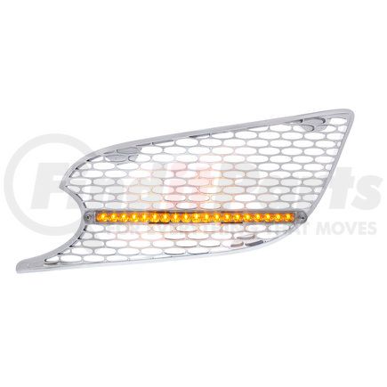 UNITED PACIFIC 41778 - grille air intake - chrome air intake grille with reflector led light for 2013+ peterbilt 579 (driver) - amber led/clear lens | chrme air intake grille w/rflctor led lght for 2012-2021579 lh-ambr led/clr lens