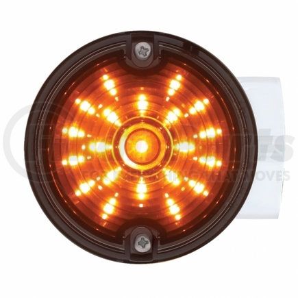 UNITED PACIFIC 31218 Turn Signal Light - 21 LED 3.25" Dual Function Harley Signal Light, with Housing, Amber LED/Smoke Lens