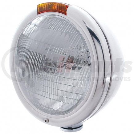 UNITED PACIFIC 30380 Headlight - RH/LH, 7", Round, Chrome Housing, 6014 Bulb, with Incandescent Amber Turn Signal Light
