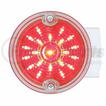 UNITED PACIFIC 31214 Turn Signal Light - 21 LED 3.25" Harley Signal Light, with Housing, Red LED/Clear Lens