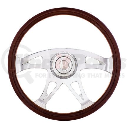 UNITED PACIFIC 88311 - steering wheel - 18" boss steering wheel with chrome horn bezel and horn button - woodgrain | 18" boss steering wheel with chrome horn bezel and horn button - woodgrain