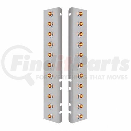 UNITED PACIFIC 34463 Air Cleaner Light Bar - Front, Stainless Steel, with Bracket, Clearance/Marker Light, Amber LED and Lens, Mini Lights, with SS Bezels, 2 LED Per Light, for Peterbilt Trucks