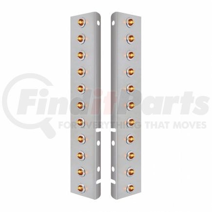 United Pacific 34463 Air Cleaner Light Bar - Front, Stainless Steel, with Bracket, Clearance/Marker Light, Amber LED and Lens, Mini Lights, with SS Bezels, 2 LED Per Light, for Peterbilt Trucks