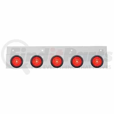 United Pacific 63797 Mud Flap Bracket - Top, Stainless, with Five 6 LED 2" "Glo" Lights & Grommets, Red LED/Red Lens