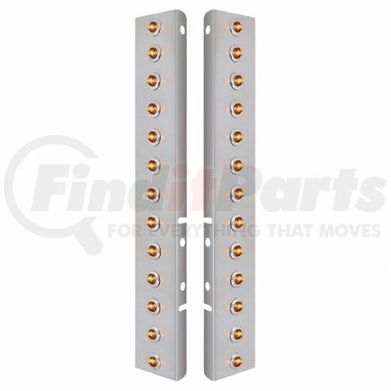 United Pacific 34472 Air Cleaner Light Bar - Front, Stainless Steel, with Bracket, Clearance/Marker Light, Amber LED and Lens, Mini Lights, with SS Bezels, 2 LED Per Light, for Peterbilt Trucks