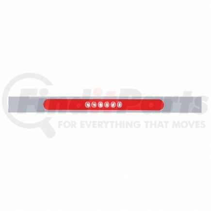 United Pacific 63794 Mud Flap Hanger - Mud Flap Plate, Top, Chrome, with 28 LED 17" "Glo" Light Bar & Bezel, Red LED/Red Lens