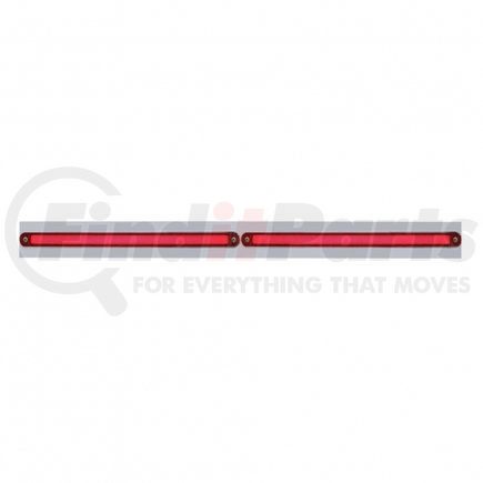 United Pacific 63808 Mud Flap Hanger - Mud Flap Plate, Top, Chrome, with Two 24 LED 12" "Glo" Light Bars, Red LED/Red Lens