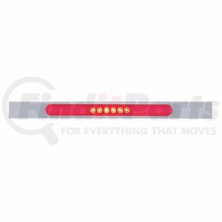 United Pacific 63795 Mud Flap Hanger - Mud Flap Plate, Top, Chrome, with 28 LED 17" "Glo" Light Bar & Bezel, Red LED/Clear Lens