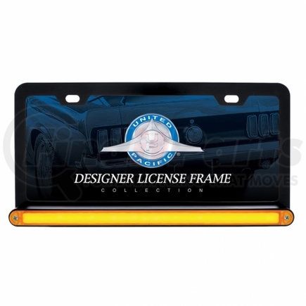 UNITED PACIFIC 36480 License Plate Frame - Black, with 24 LED 12" "Glo" Light Bar, Amber LED/Amber Lens
