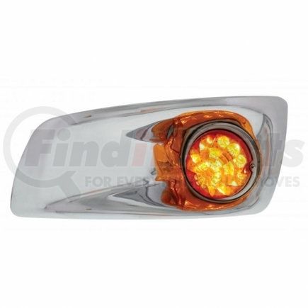 United Pacific 42704 Bumper Guide Light - Bumper Light Bezel, LH, with 17 Amber LED Reflector Watermelon Lights, for 2007-2017 KW T660, Amber Lens