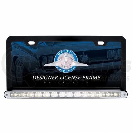 United Pacific 36496 License Plate Frame - Black, with 14 LED 12" Light Bar, White LED/Clear Lens