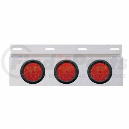 United Pacific 63758 Mud Flap Hanger - Mud Flap Plate, Top, Stainless, with Three 7 LED 4" Reflector Lights & Grommets, Red LED/Red Lens