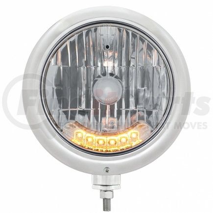 United Pacific 32509 Headlight - RH/LH, 7", Round, Chrome Housing, H4 Bulb, with 6 Amber Auxiliary LED Light