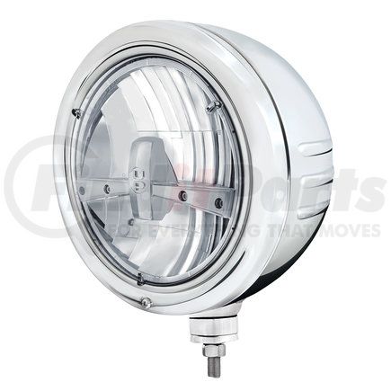 United Pacific 32762 Classic Embossed Stripe 5 LED Headlight - LH or RH, 7 in. Round, Polished Housing, Bullet Style Bezel