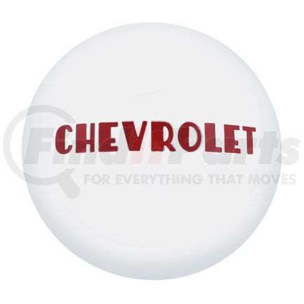 United Pacific C475303 Axle Hub Cap - Polished, Stainless Steel, with Red Letters, for 1947-1953 Chevy 1/2 Ton Truck