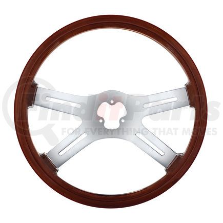 UNITED PACIFIC 88217 - steering wheel - wood rim steering wheel with chrome spokes | 18" chrome 4 spoke steering wheel