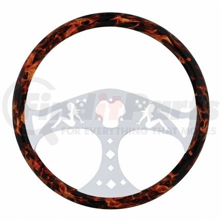 UNITED PACIFIC 88250 - steering wheel - 18" flame steering wheel with hydro- dip finish wood - lady | 18" flame steering wheel with hydro-dip finish wood - lady