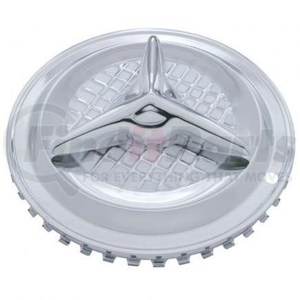 UNITED PACIFIC SHC01-15 - axle hub cap - 15" chrome 3-bar fiesta style hubcaps (4/set) | 15" chrome 3-bar fiesta style hubcaps (4/set)