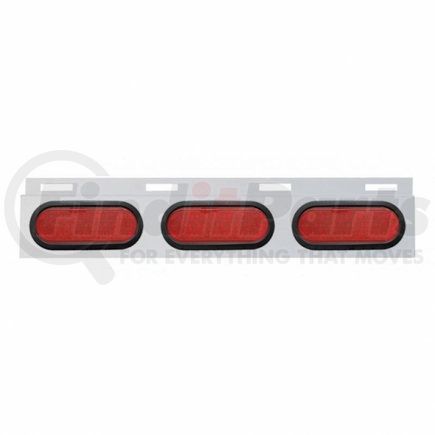 United Pacific 63710 Mud Flap Hanger - Mud Flap Plate, Top, Stainless, with Three 19 LED 6" Oval Lights & Grommets, Red LED/Red Lens