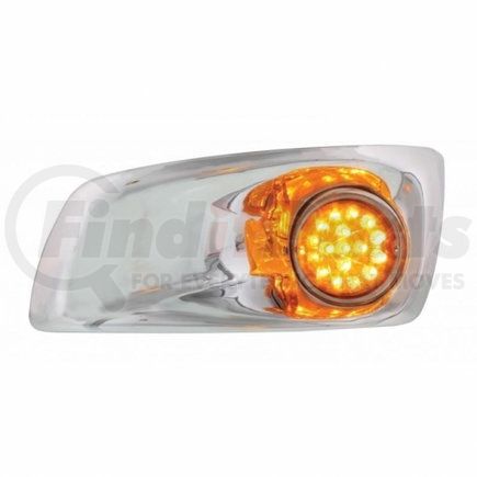 UNITED PACIFIC 42708 Bumper Guide Light - Bumper Light Bezel, LH, with Amber LED Hi/Lo Clear Style Reflector Light, for 2007-2017 KW T660, Amber Lens
