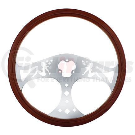 United Pacific 88219 Steering Wheel - Wood Rim, with Chrome Spokes, "Lady"