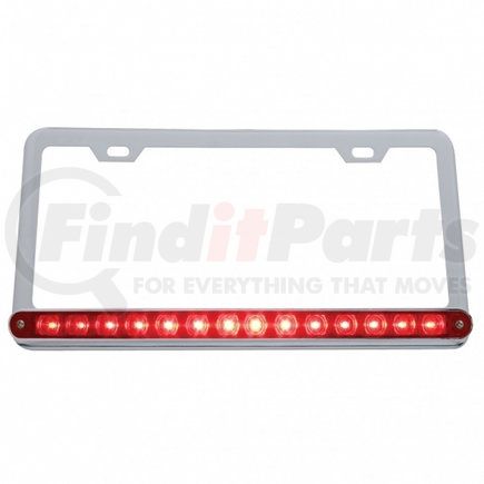 United Pacific 39744 License Plate Frame - Chrome, with 14 LED 12" Light Bar, Red LED/Red Lens