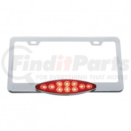 United Pacific 39884 License Plate Frame - Chrome, with 10 LED Cats Eye Light, Red LED/Red Lens