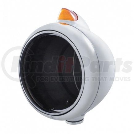United Pacific 32616 Headlight Housing - Chrome, Guide 682-C Headlight No Bulb, with Original Style LED Signal, Amber Lens