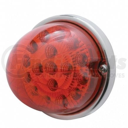 United Pacific 39662 Truck Cab Light - 17 LED Watermelon Clear Reflector Flush Mount Kit, with Low Profile Bezel, Red LED/Red Lens