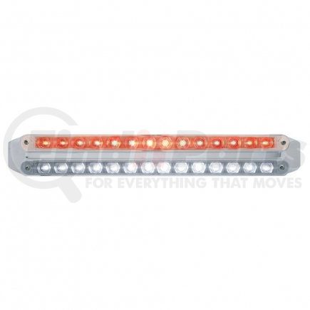 United Pacific 37674 Light Bar - LED, Auxiliary/Stop/Turn/Tail Light, Red and White LED, Clear Lens, Chrome/Plastic Housing, Dual Row, 14 LED Per Light Bar