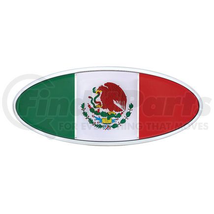 UNITED PACIFIC 10924 - emblem - chrome oval emblem - mexico flag | chrome oval emblem - mexico flag