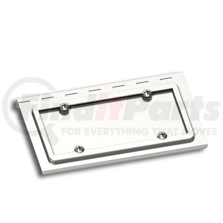UNITED PACIFIC 29136 - license plate frame - stainless single license plate / swing plate for peterbilt and kenworth models | stainless single license plate / swing plate for peterbilt & kenworth models