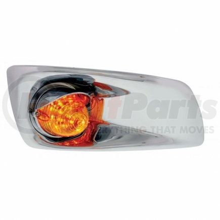 UNITED PACIFIC 42760 Bumper Guide Light - Bumper Light Bezel, RH, with 19 Amber LED Beehive Light & Visor, for 2007-2017 KW T660, Amber Lens