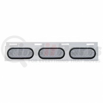 United Pacific 63711 Mud Flap Hanger - Mud Flap Plate, Top, Stainless, with Three 19 LED 6" Oval Lights & Grommets, Red LED/Clear Lens