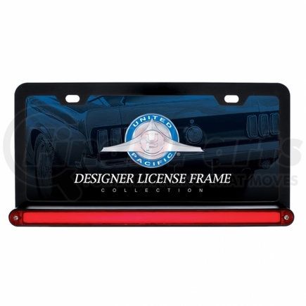 UNITED PACIFIC 36481 License Plate Frame - Black, with 24 LED 12" "Glo" Light Bar, Red LED/Red Lens