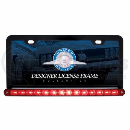 United Pacific 36473 License Plate Frame - Black, with 14 LED 12" Light Bar, Red LED/Red Lens