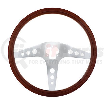 United Pacific 88221 Steering Wheel - Wood Rim, with Chrome Spokes, "GT"