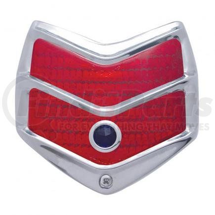United Pacific F4004BD Tail Light Assembly - With Black Housing & Stainless Steel Rim, Red Lens, with Blue Dot, for 1940 Ford Passenger Car