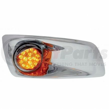 UNITED PACIFIC 42744 Bumper Guide Light - Bumper Light Bezel, RH, with 17 Amber LED Clear Style Reflector Light & Visor, for KW T660, Amber Lens